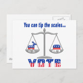 投票の先端をはかりで測取る ポストカード (正面/裏面)