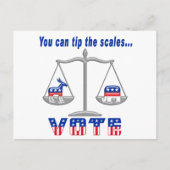 投票の先端をはかりで測取る ポストカード (正面)