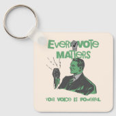 投票の問題が選挙政治緑色で印刷 キーホルダー (正面)