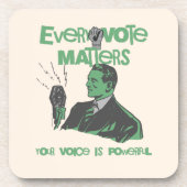 投票の問題が選挙政治緑色で印刷 コースター (正面)