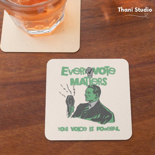 投票の問題が選挙政治緑色で印刷 コースター