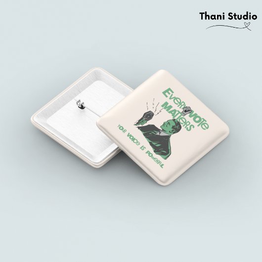 投票の問題が選挙政治緑色で印刷 缶バッジ