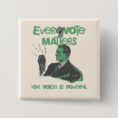 投票の問題が選挙政治緑色で印刷 缶バッジ (正面)