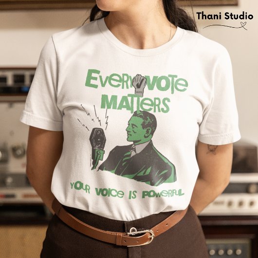 投票の問題が選挙政治緑色で印刷 Tシャツ