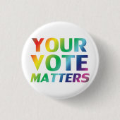 "投票の問題"プライドの色ボタンのピン 缶バッジ (正面)