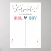 投票の性別を明らかにするサイン、男の子または女の子をキャスト ポスター (正面)