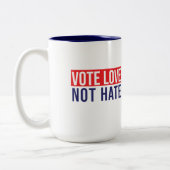 投票の愛を憎まない2トーンのコーヒーマグ ツートーンマグカップ (左)