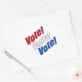 投票の投票!愛国紅白&青アメリカ 楕円形シール (封筒)