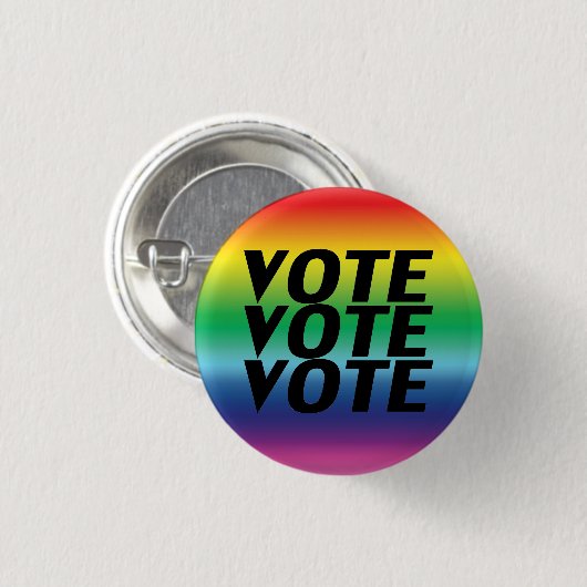 投票の投票 – 黒，プライドlgbtq rainbow button 缶バッジ (正面&裏面)