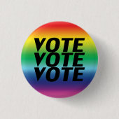 投票の投票 – 黒，プライドlgbtq rainbow button 缶バッジ (正面)