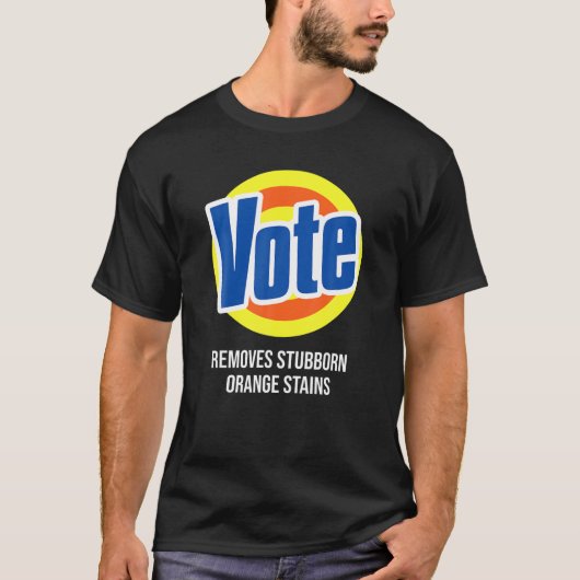 投票の洗剤は頑固なオレンジの汚れを取り除くT Sh Tシャツ (正面)