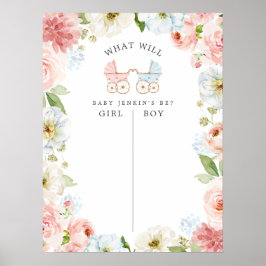 投票の看板ポスターを公開する青とピンクの性別 ポスター