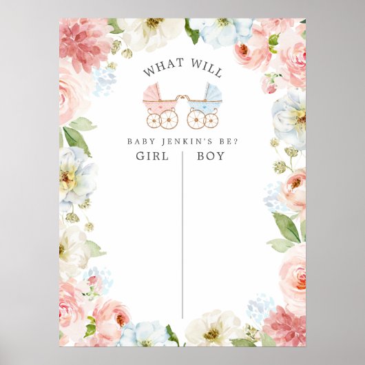 投票の看板ポスターを公開する青とピンクの性別 ポスター (正面)