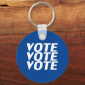 投票の青と白のモダンタイポグラフィ キーホルダー (正面)