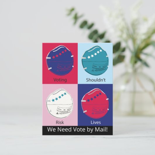 投票は命を危険にさらすべきではない 郵便投票を ポストカード (スタンド正面)