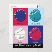 投票は命を危険にさらすべきではない 郵便投票を ポストカード (正面/裏面)