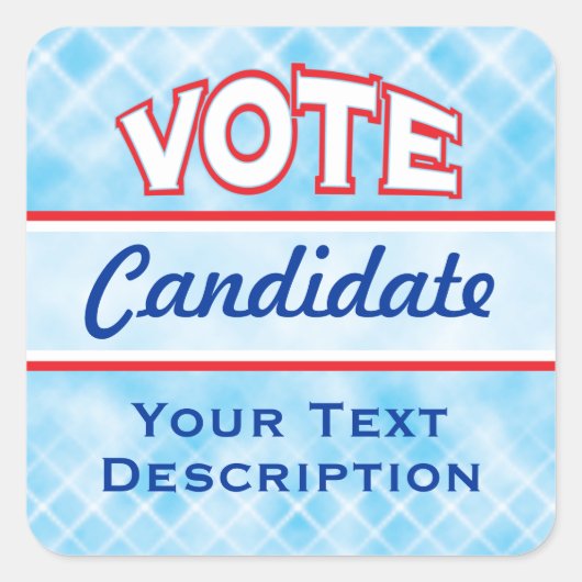 投票は文字のステッカーをカスタマイズ スクエアシール (正面)