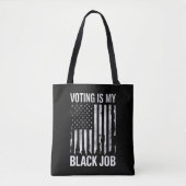 投票は私の黒雇用おもしろいヴィンテージUSA国旗 トートバッグ (正面)