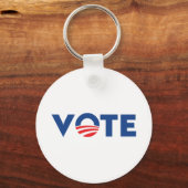 投票は赤と青のタイポグラフィ民主党員を希望 キーホルダー (正面)