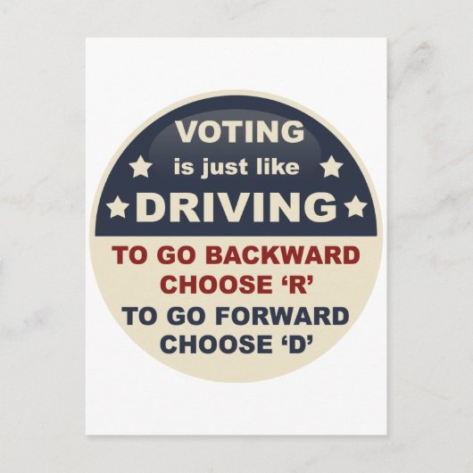 投票は運転に似ている ポストカード (正面)