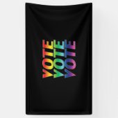 「投票を」プライド LGBT LGBTQ レインボーフラッグ 色 黒 横断幕 (縦)
