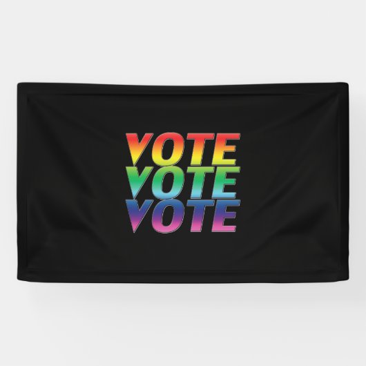 「投票を」プライド LGBT LGBTQ レインボーフラッグ 色 黒 横断幕 (横)