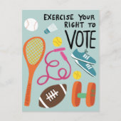 投票エクササイズ投票する権利ブルー ポストカード (正面)