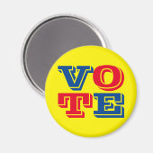 投票カスタム文字と色ブルーレッドイエロー マグネット (正面/裏面)
