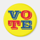 投票カスタム文字と色ブルーレッドイエロー マグネット (正面)