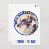 投票カマラアメリカ国旗シーズー（犬）Tzuかわいい犬ではない ポストカード (正面/裏面)