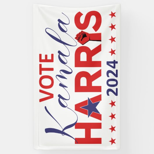 投票カマラハリス2024民主主義が投票されている 横断幕 (縦)