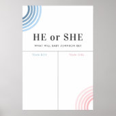 投票サインを明らかにする青またはピンクのレインボージェンダー ポスター (正面)