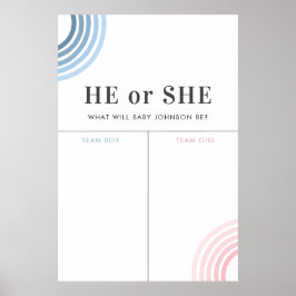 投票サインを明らかにする青またはピンクのレインボージェンダー ポスター