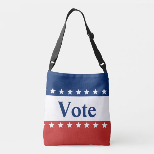 投票スターストライプズレッドホワイトとブルー愛国心 クロスボディバッグ (裏面)