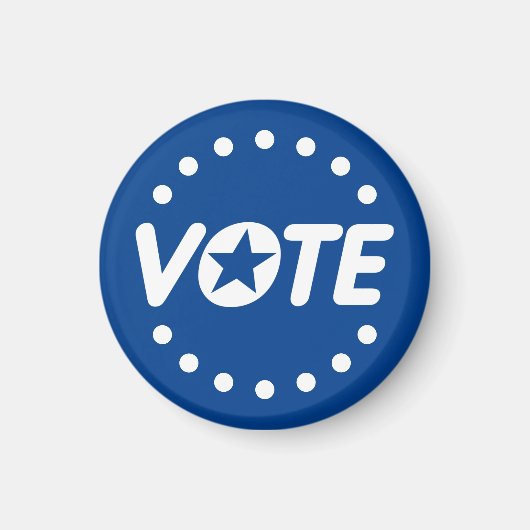 投票スター水玉模様カスタムカラーズホワイトブルー マグネット (正面)