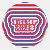 投票トランプ2020愛国的赤白青ストライプ ラウンドシール (正面)