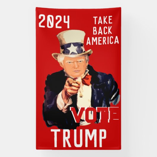 投票トランプ2024アメリカを取り戻す 横断幕 (縦)