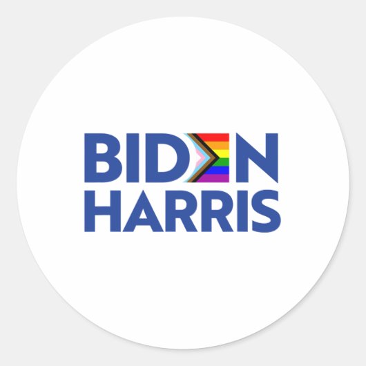 投票バイデン氏ハリスLgbt Lgbtq進捗プライド国旗J ラウンドシール (正面)