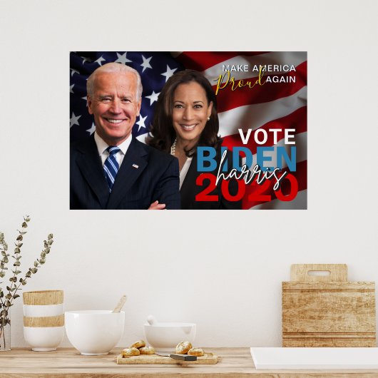 投票バイデン氏・ハリス2020選挙愛国的な写真 ポスター (キッチン)