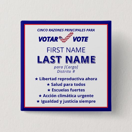 投票バイリンガルスペインの政治運動 缶バッジ (正面)