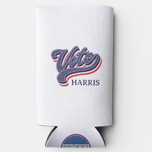 投票パーソナライズされた選挙の星とストライプ スリム缶クーラー (正面)