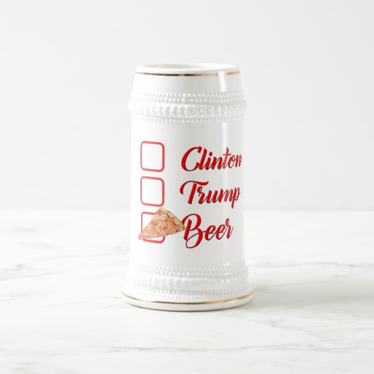 投票ヒラリー・クリントン切り抜きピザおもしろい・ビアマグ ビールジョッキ (中央)