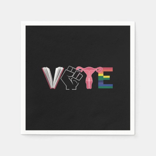 投票フェミニスト女性の権利が禁止された本LGBTQ スタンダードカクテルナプキン (正面)