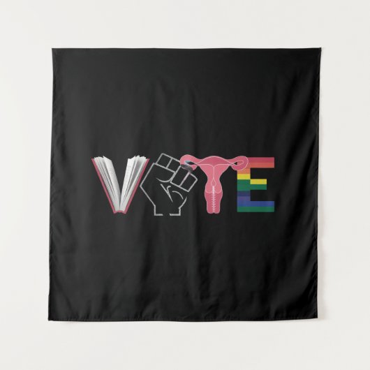 投票フェミニスト女性の権利が禁止された本LGBTQ タペストリー (正面)