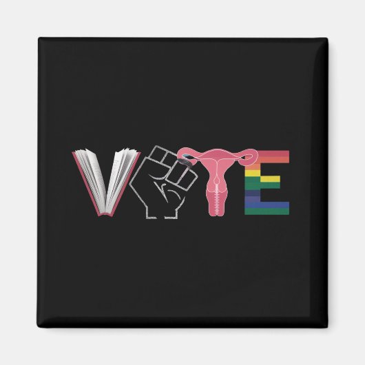 投票フェミニスト女性の権利が禁止された本LGBTQ マグネット (正面)