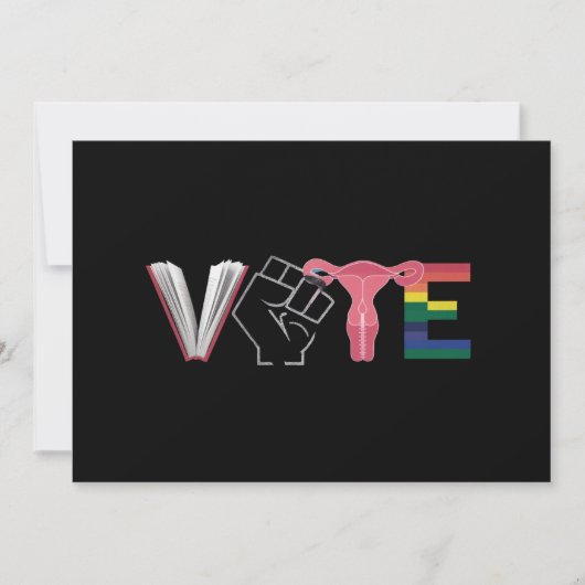 投票フェミニスト女性の権利が禁止された本LGBTQ 招待状 (正面)