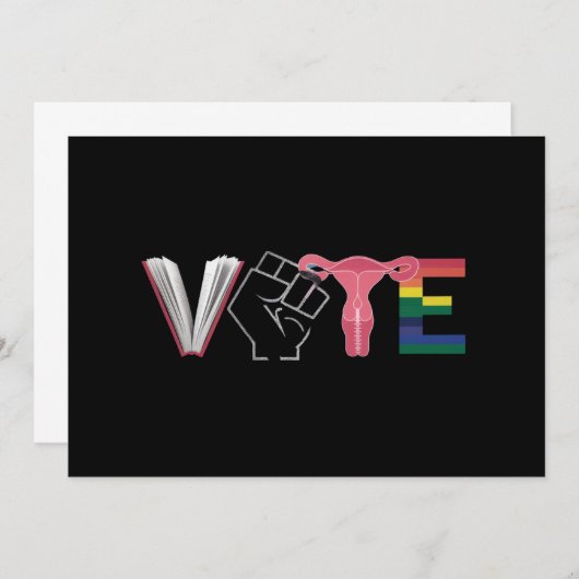 投票フェミニスト女性の権利が禁止された本LGBTQ 招待状 (正面/裏面)