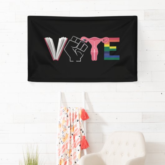 投票フェミニスト女性の権利が禁止された本LGBTQ 横断幕 (インサイチュ)