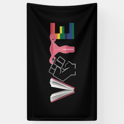 投票フェミニスト女性の権利が禁止された本LGBTQ 横断幕 (縦)