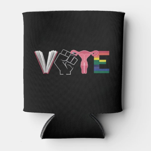 投票フェミニスト女性の権利が禁止された本LGBTQ 缶クーラー (正面)